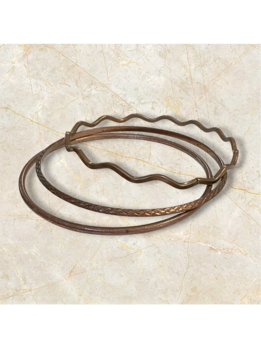 Vintage Copper Stacking Layering  Bangle Bracelets Lot Of 3 Textured & Smooth